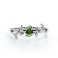 thumbnail image 1 of JeenMata Nature-Inspired 0.50 Carat Round Shaped Natural Green Tourmaline Solitaire Engagement Ring in 18K White Gold Plating over Silver, 1 of 7