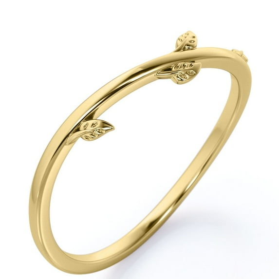 JeenMata Natured Inspired Wedding Band - Promise Ring - Marriage Ring Band for Women - 18K Yellow Gold Plating over Silver