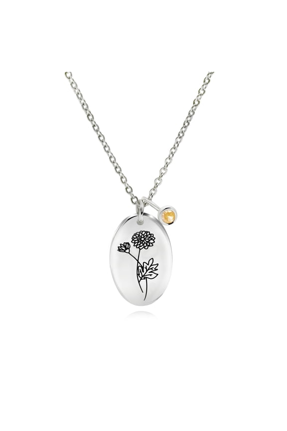 November Birth Flower Chrysanthemum Necklace - Personalized Floral Gift for Women
