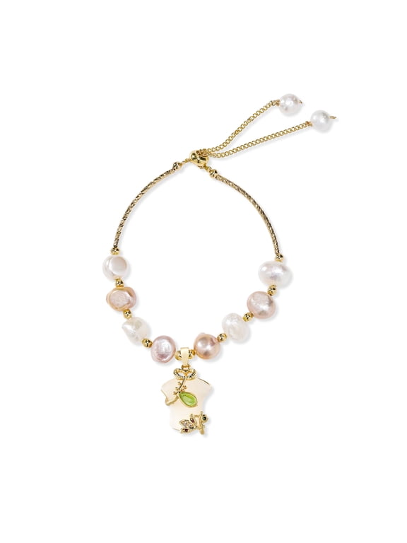 Oriental Style Natural Pearl Slider Bracelet - Cheongsam Dress - Unique Fashion Jewelry