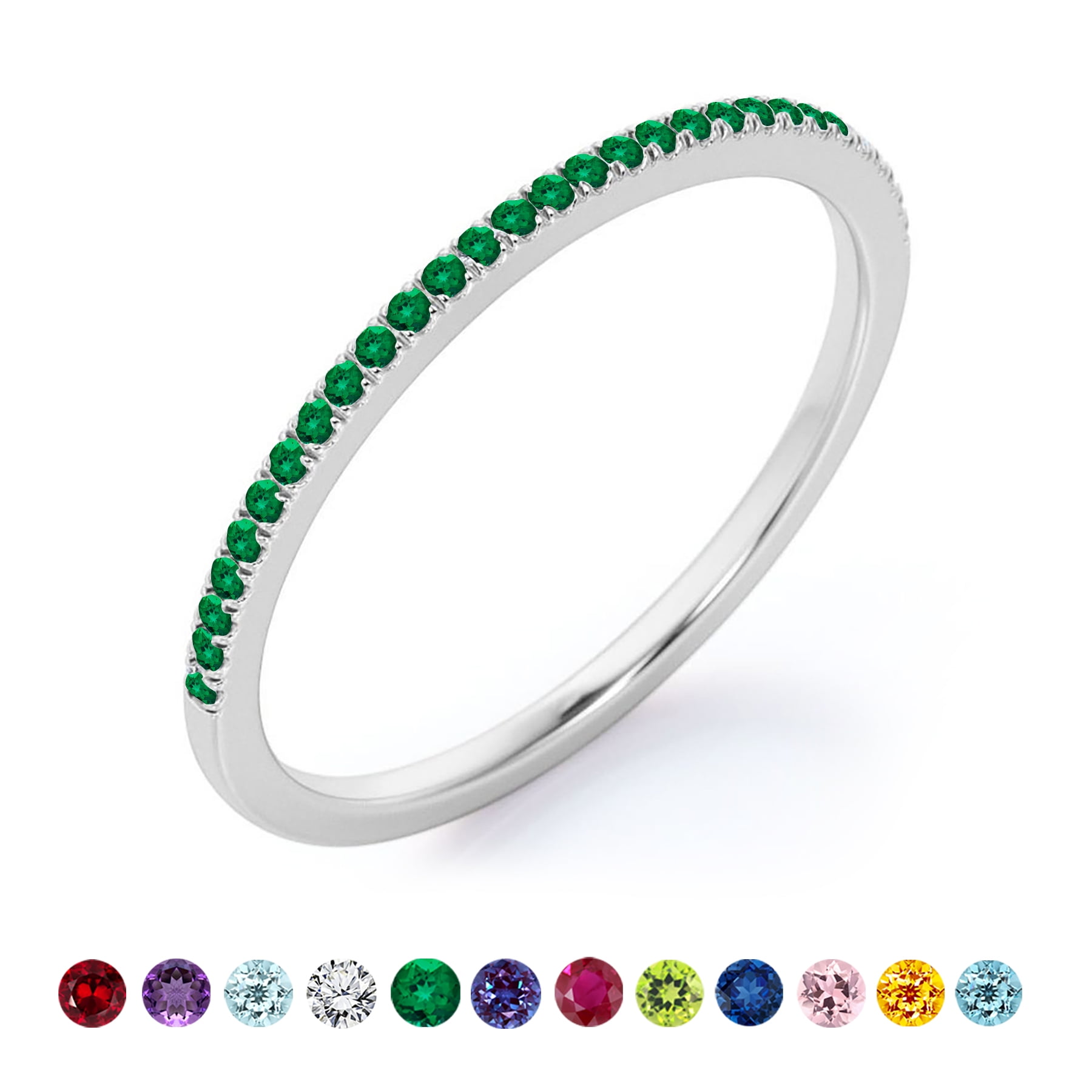 JeenMata Pave Accented Carat Round Cut -May Birthstone