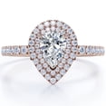 thumbnail image 1 of JeenMata Pave Style 1 Carat Pear-Shaped Moissanite Double Halo Cluster Engagement Ring in 18K Rose Gold Plating for Women, 1 of 8