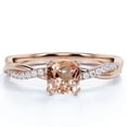 thumbnail image 1 of JeenMata Peach Pink 1.75 Carat Cushion cut created morganite and Moissanite Engagement Ring in 18k Gold Over Sterling Silver, 1 of 6