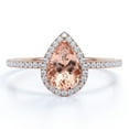 thumbnail image 1 of JeenMata Pear Shape 1.25 Carat Peach Pink Lab Created Morganite Engagement Ring in 18k Rose Gold over Silver, 1 of 6