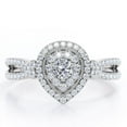 thumbnail image 1 of JeenMata Pear-Shaped Double Halo - 0.5 TCW Round Cut Diamond - Pave Split Shank Engagement Ring - 10K White Gold, 1 of 6