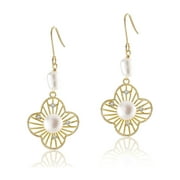JeenMata Pearl in Flower Dangle Hook Earrings - Latest Fashion Jewelry - Everyday Jewelry Collection