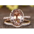 thumbnail image 1 of JeenMata Perfect Matching 2 Carat Oval Cut created morganite and Moissanite Bridal Ring Set in Rose Gold, 1 of 6