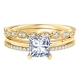 thumbnail image 1 of JeenMata 3.25 Carat Princess Wedding Ring Set - Bridal Set - Wedding Trio Set - Engagement Ring - Art Deco Ring - Promise Ring - Sterling Silver, 1 of 10