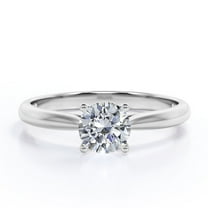 JeenMata Prong Set 1 Carat Round Cut Moissanite Solitaire Fashion Ring In 18K White Gold Plating Over Silver