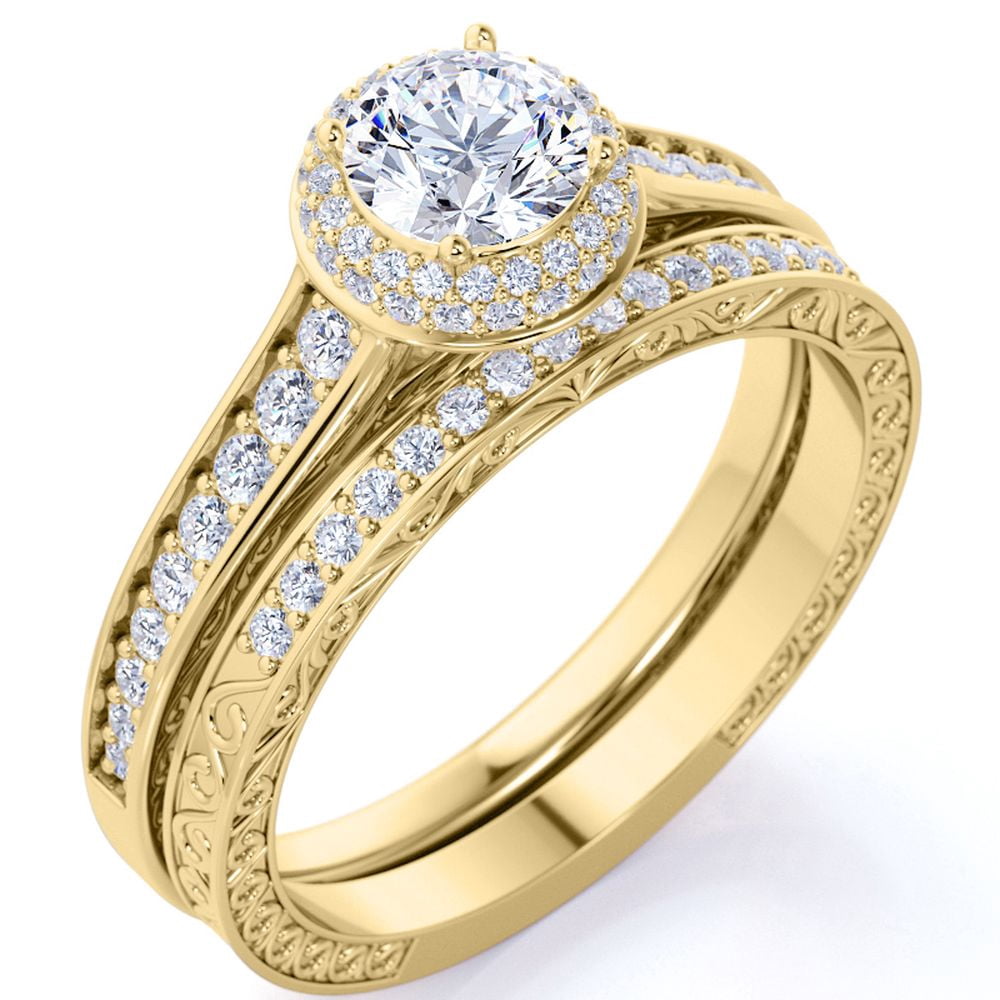 JeenMata Real Round Diamond - Channel Set Band - Cluster - Halo