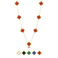 thumbnail image 1 of JeenMata Red Flower Station Necklace in Yellow Gold Plated, 1 of 7