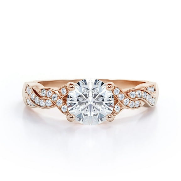JeenMata 1.25 Carat Round Brilliant Infinity Engagement Ring in 18K Rose Gold Plating over Silver