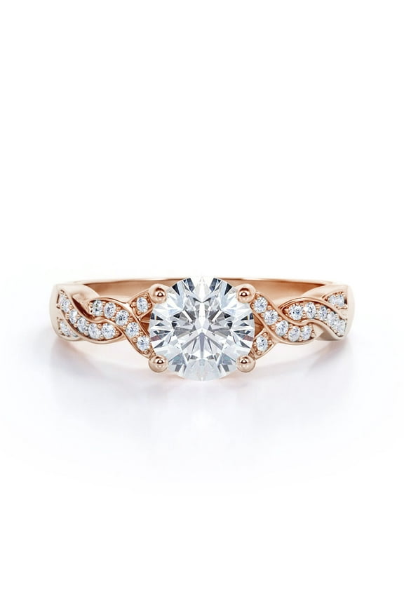 1.25 Carat Round Brilliant Infinity Engagement Ring in 18K Rose Gold Plating over Silver