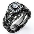 thumbnail image 1 of JeenMata Round Diamond - Edwardian Diamond Filigree Ring - Art Deco Style - Wedding Ring Set in 10K Black Gold, 1 of 8