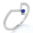 thumbnail image 1 of JeenMata Round Lab Created Blue Sapphire Birthstone Ring - Engagement Ring - Promise Ring in 18K White Gold over Silver, 1 of 6