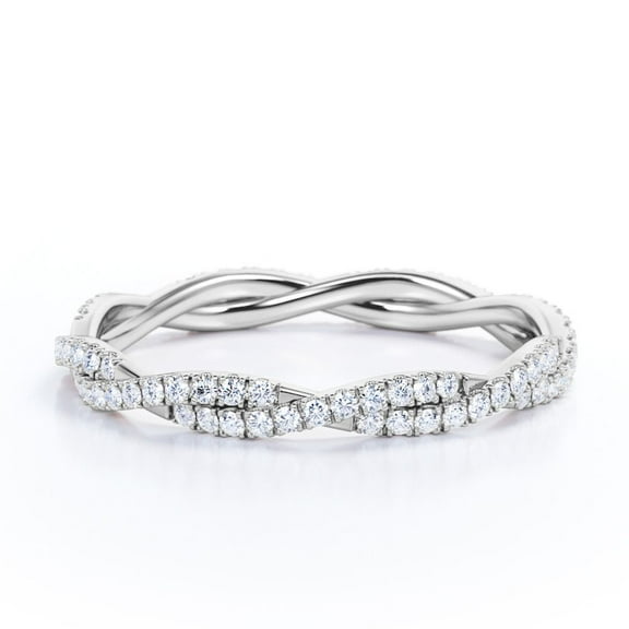 JeenMata - Eternity Moissanite Infinity Wedding Band - 18K White Gold Plating Over Silver