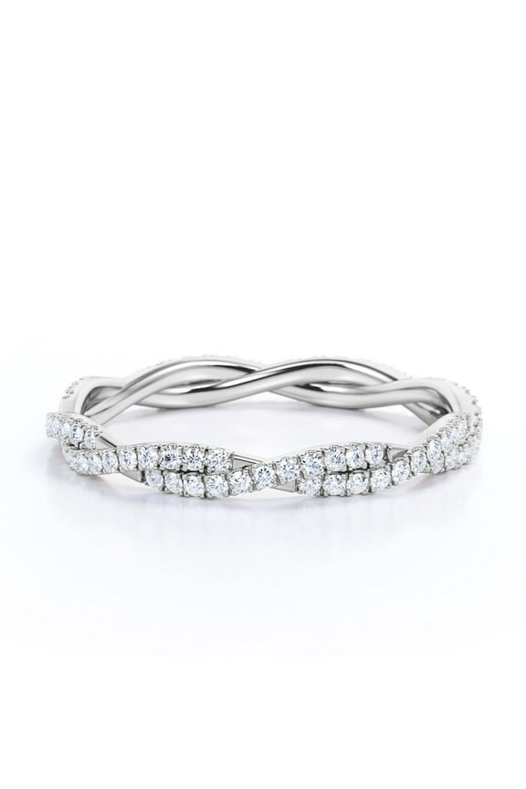 - Eternity Moissanite Infinity Wedding Band - 18K White Gold Plating Over Silver