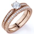 thumbnail image 1 of JeenMata Round Real Diamond - Vintage - Milgrain - Edwardian Wedding Ring Set - 10K Rose Gold, 1 of 6