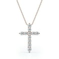 thumbnail image 1 of JeenMata Shared-Prong 0.10 TCW Round Shape Diamond Pave Style Cross Pendant Necklace in 18K Rose Gold Plating over Silver, 1 of 6