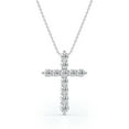 thumbnail image 1 of JeenMata Shared-Prong 0.10 TCW Round Shape Diamond Pave Style Cross Pendant Necklace in 18K White Gold Plating over Silver, 1 of 6