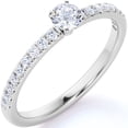 thumbnail image 1 of JeenMata Simple 1 ct Natural Circle Moissanite Ring - Micro Pave - Thin Band - Dainty Engagement Ring in 18K White Gold over Silver, 1 of 7