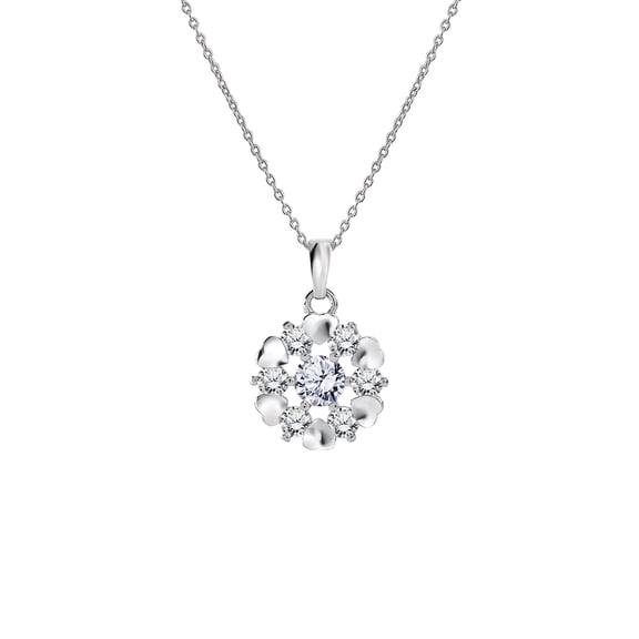 JeenMata Snowflake Heart Cluster Pendant Necklace - Unique Fashion Jewelry - Everyday Wear