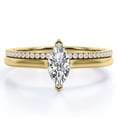 thumbnail image 1 of JeenMata Solitaire 1.75 Carat Marquise Cut with Pave Shank Wedding Band Bridal Ring Set in 18K Yellow Gold Plating over Silver, 1 of 7