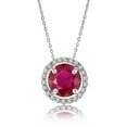 thumbnail image 1 of JeenMata Solitaire 1.25 Carat Round Cut - Ruby - July Birthstone Halo Pendant Necklace in White Gold Plating, Adult, Female, 1 of 5