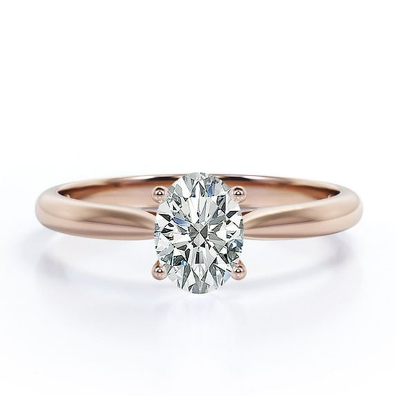 JeenMata Solitaire 1.5 Carat Oval Cut Moissanite - Dainty Fashion Ring - 18K Rose Gold Plating Over Silver