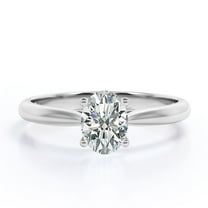 JeenMata Solitaire 1.5 Carat Oval Cut Moissanite - Dainty Fashion Ring - 18K White Gold Plating Over Silver