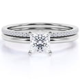 thumbnail image 1 of JeenMata Solitaire 1.5 carat Princess Cut Moissanite Wedding Ring Set in 18k White Gold Over Silver, 1 of 7