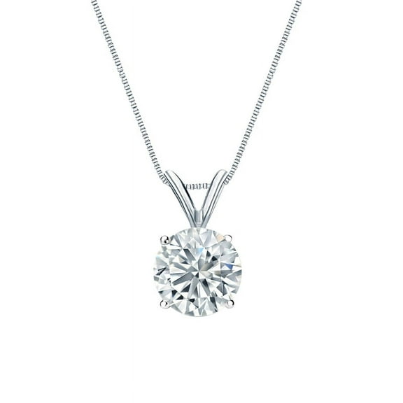 JeenMata Solitaire 1 Carat Round Shape Moissanite Pendant Necklace In 18K White Gold Plating Over Silver