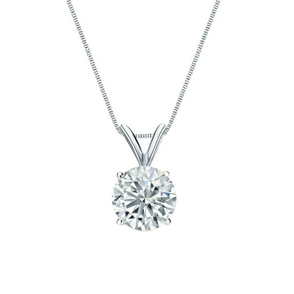 JeenMata Solitaire 1 Carat Round Shape Moissanite Pendant Necklace In 18K White Gold Plating Over Silver