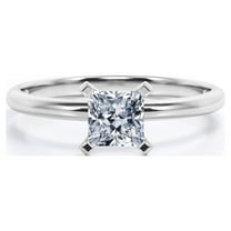JeenMata Solitaire 2 Carat Princess Cut Moissanite Prong Set Promise Ring In 18K White Gold Plating Over Silver