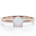 thumbnail image 1 of JeenMata Solitaire - Cathedral - 1 Carat Round Cut White Galaxy Opal - Dainty - Prong Set Engagement Ring - 18K Rose Gold Plating Over Silver, 1 of 7