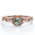 thumbnail image 1 of JeenMata Solitaire Claddagh - 1 Carat Round Brilliant Cut Clear Druzy Moss Green Agate - Braided Engagement Ring - 18K Rose Gold Plating over Silver, 1 of 7