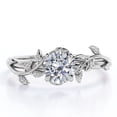 thumbnail image 1 of JeenMata Solitaire Design 0.50 Carat Round Brilliant Cut Moissanite Branch Leaves Engagement Ring in 18K White Gold Plating over Silver, 1 of 10