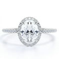 thumbnail image 1 of JeenMata 1.5 Carat Oval Cut Moissanite Engagement Ring - Bridal Set - Halo Ring - Handmade Ring - 18k White Gold Plating for Women, 1 of 10