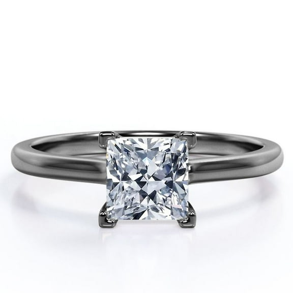 JeenMata Sparkling Solitaire - 2 Carat Princess Cut - Prong Promise Ring - 18K Black Gold Plating over Silver