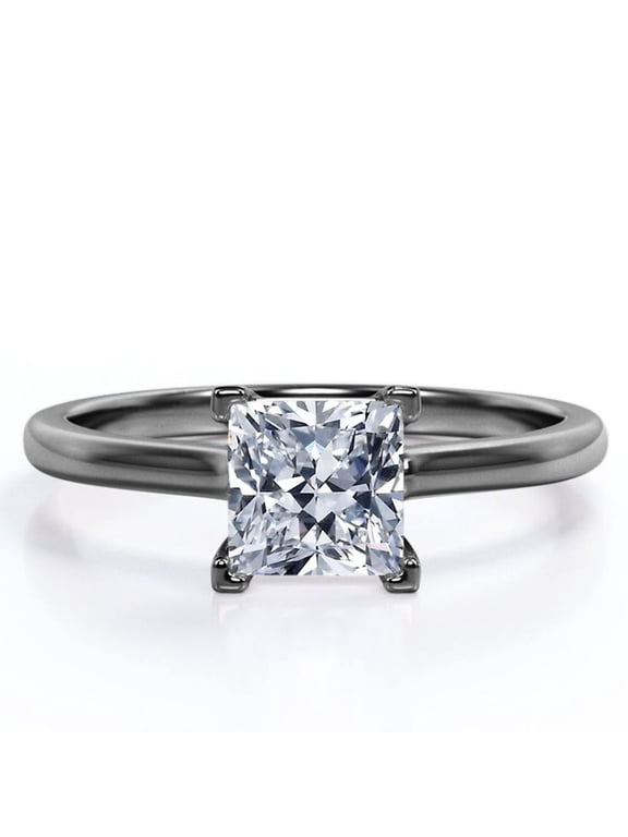 Sparkling Solitaire - 2 Carat Princess Cut - Prong Promise Ring - 18K Black Gold Plating over Silver