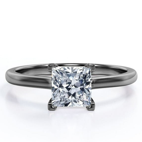 JeenMata Sparkling Solitaire - 2 Carat Princess Cut - Prong Promise Ring - 18K Black Gold Plating over Silver