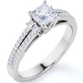 thumbnail image 1 of JeenMata Stunning 1.25 Carat Princess Cut Moissanite - Pave Ring - Antique Ring - Double Band Engagement Ring - 18K White Gold over Silver, 1 of 7