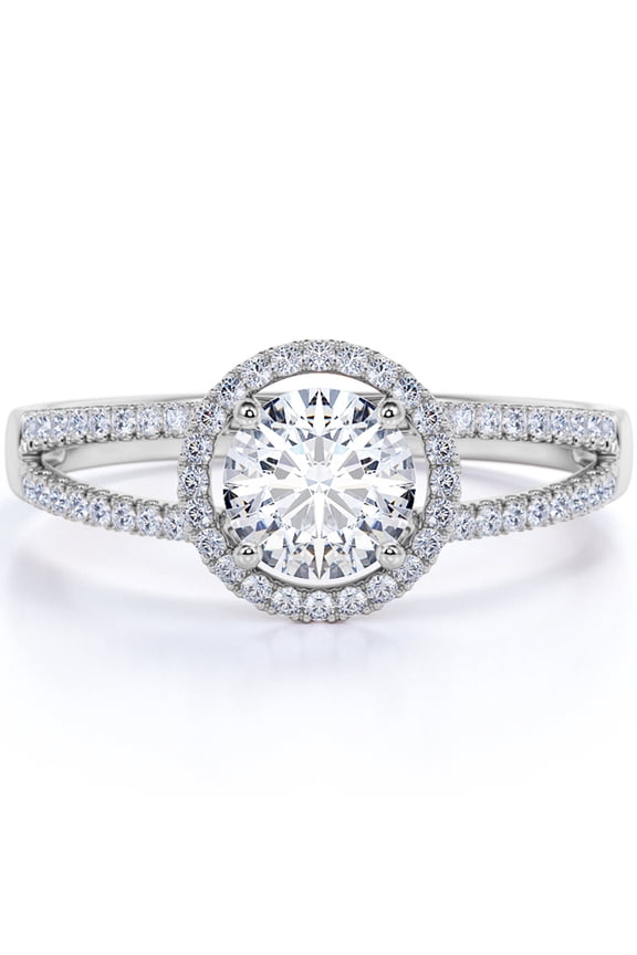 Stunning 1 Carat Real Moissanite Engagement Ring in 18k Gold Over Silver