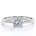 thumbnail image 1 of JeenMata Stunning Solitaire 1 Carat Round Brilliant Cut Prong Set Right Hand Ring in 18K White Gold Plating over Silver, 1 of 7