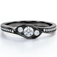thumbnail image 1 of JeenMata Three Stone Flush Bezel - 1.75 Carat Round Shaped Moissanite - Pave Channel Engagement Ring - 18K Black Gold Plating Over Silver, 1 of 6