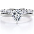 thumbnail image 1 of JeenMata Twisted Eternity 1.75 Carat Pear-Shaped Moissanite Prong Bridal Ring Set in 18K White Gold Plating over Silver, 1 of 7