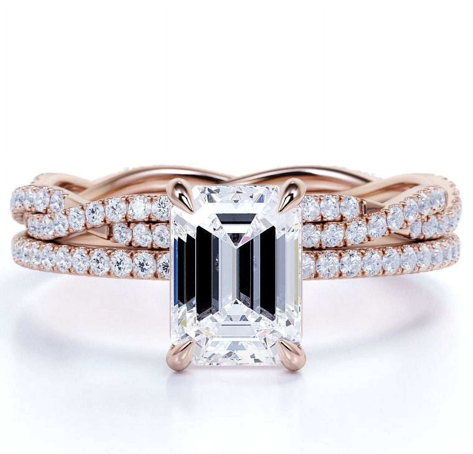 Sterling Silver Emerald Cut 4-Prong Earring Settings – With Accent Details – Butterfly Closures – Pair