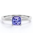 thumbnail image 1 of JeenMata Unique 1 Carat Cushion Cut Lab Created Tanzanite Engagement Ring in 18k Gold Over Silver, 1 of 6