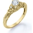 thumbnail image 1 of JeenMata Victorian .43 Carat Round Cut Real Diamond Engraved Floral Engagement Ring in 10k Yellow Gold, 1 of 6