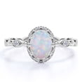 thumbnail image 1 of JeenMata Vintage 1.75 ct Oval Cut Opal and Moissanite Wedding Ring in 18k White Gold over Silver, 1 of 7